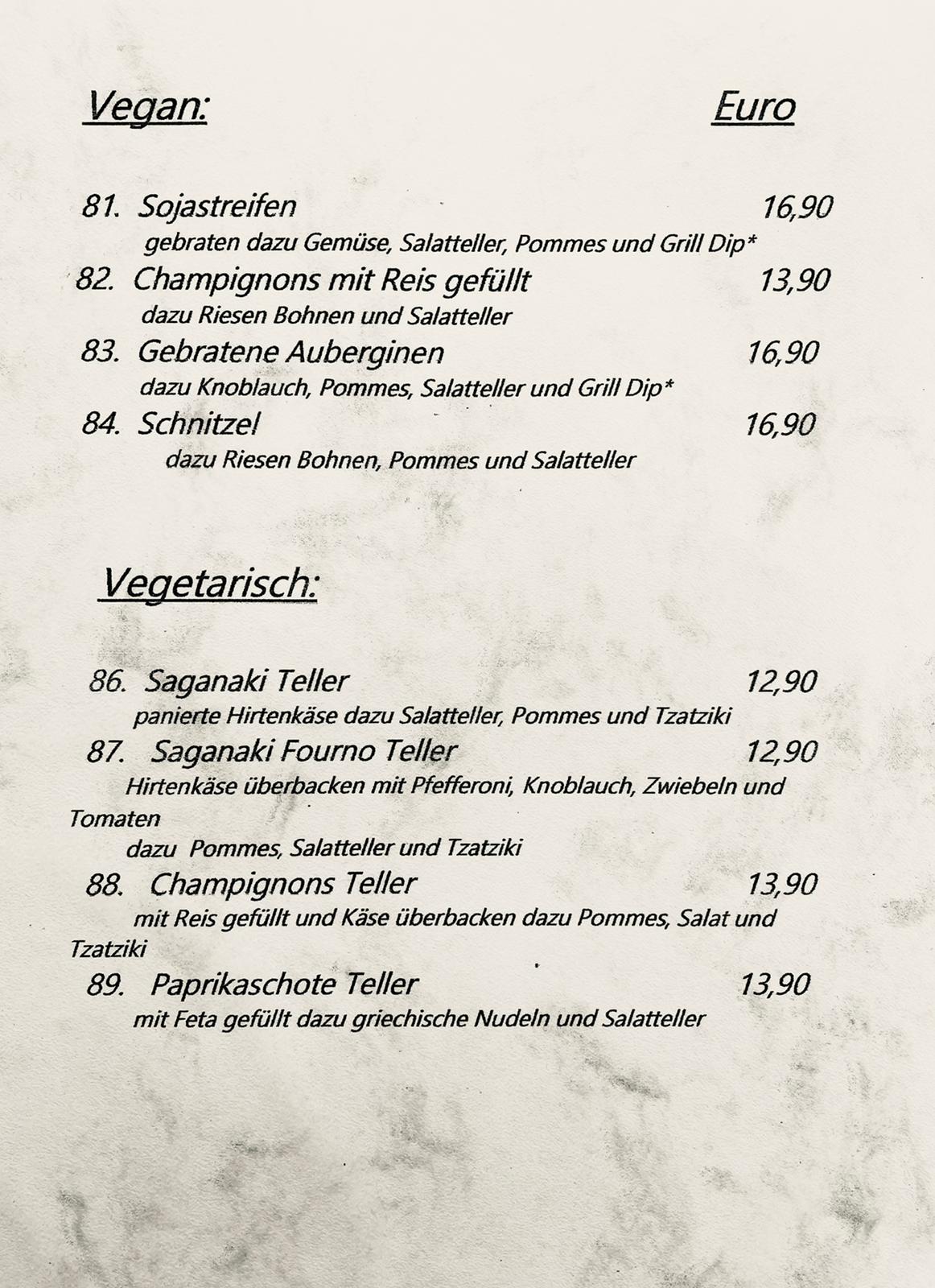 Speisekarte