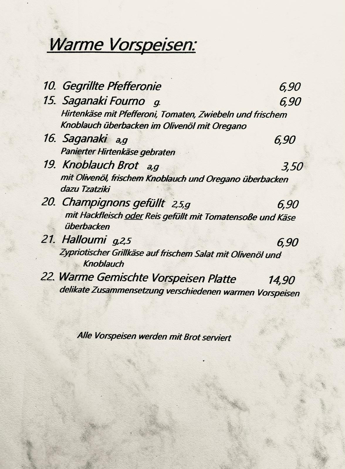 Speisekarte