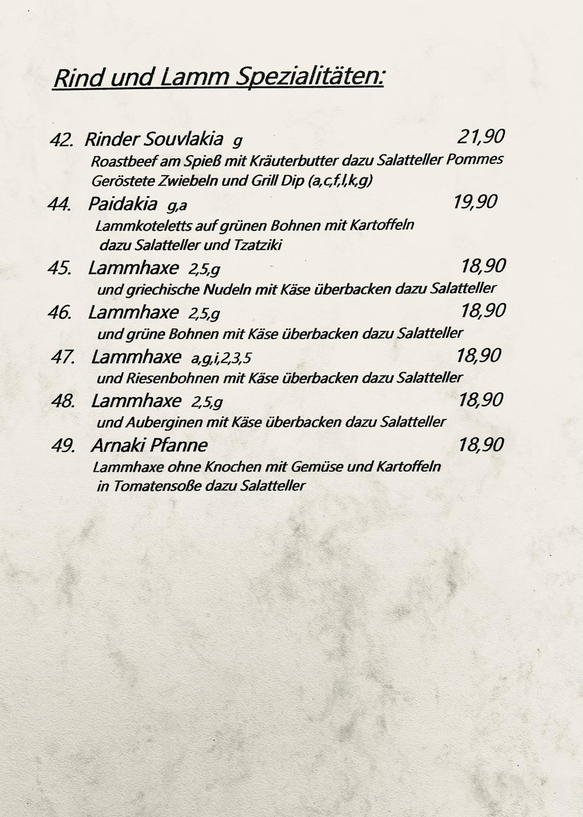 Speisekarte