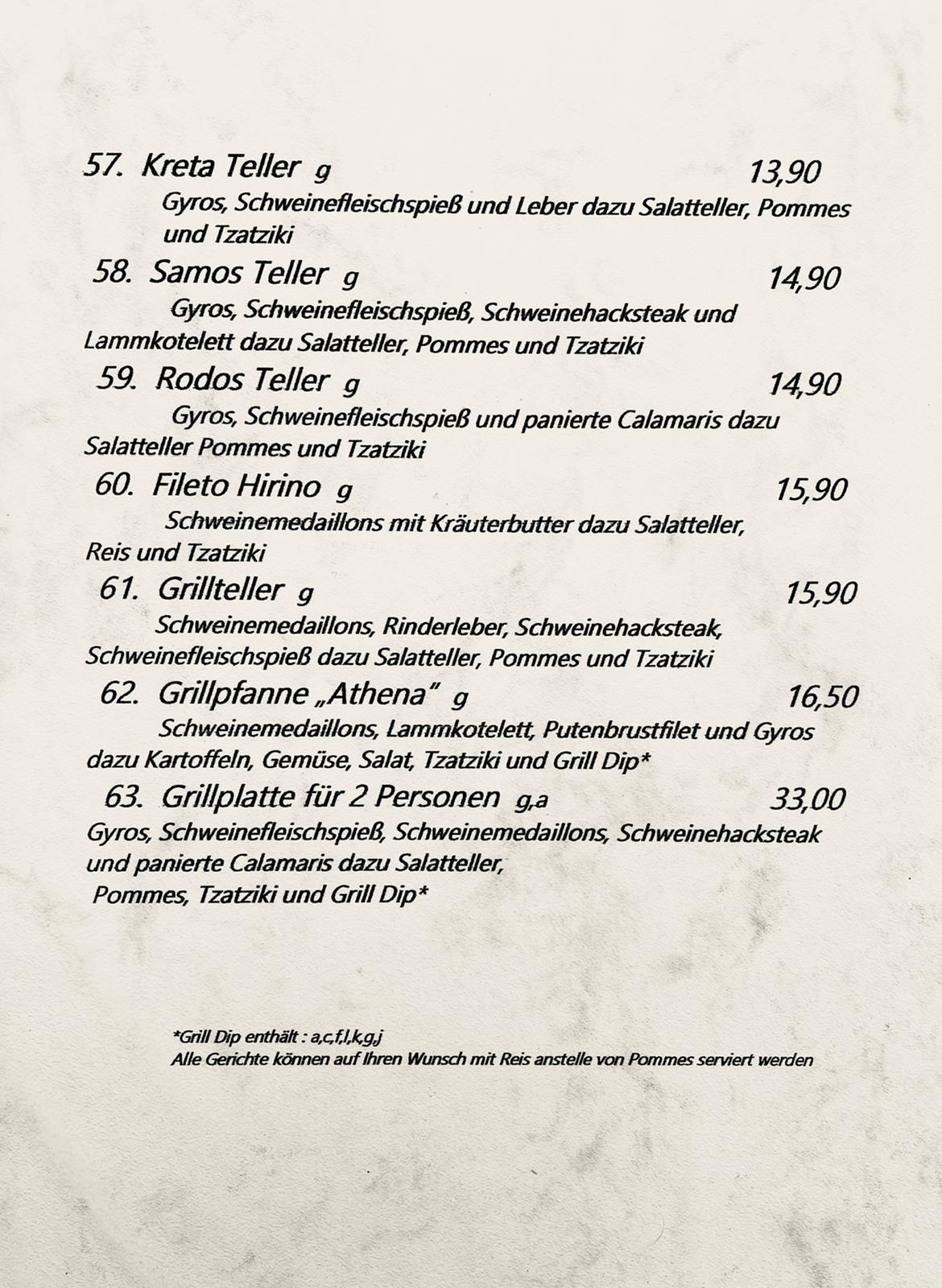 Speisekarte