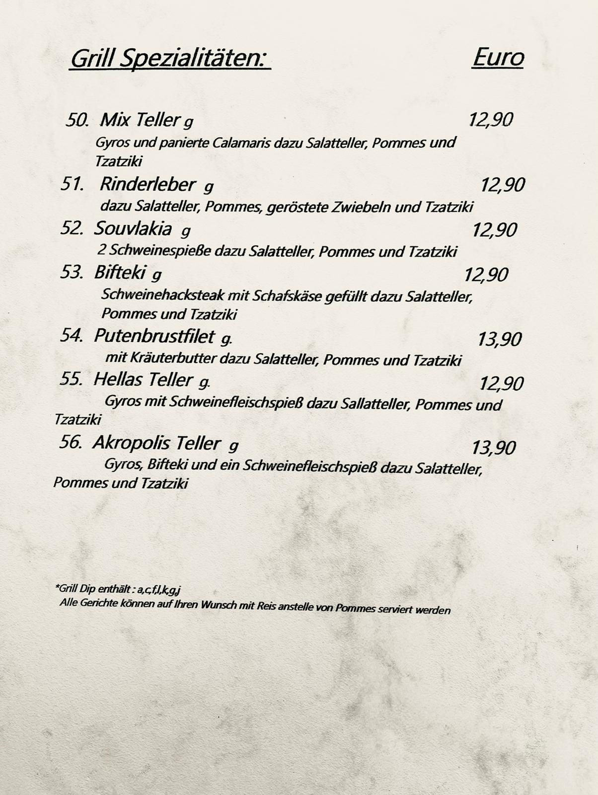 Speisekarte
