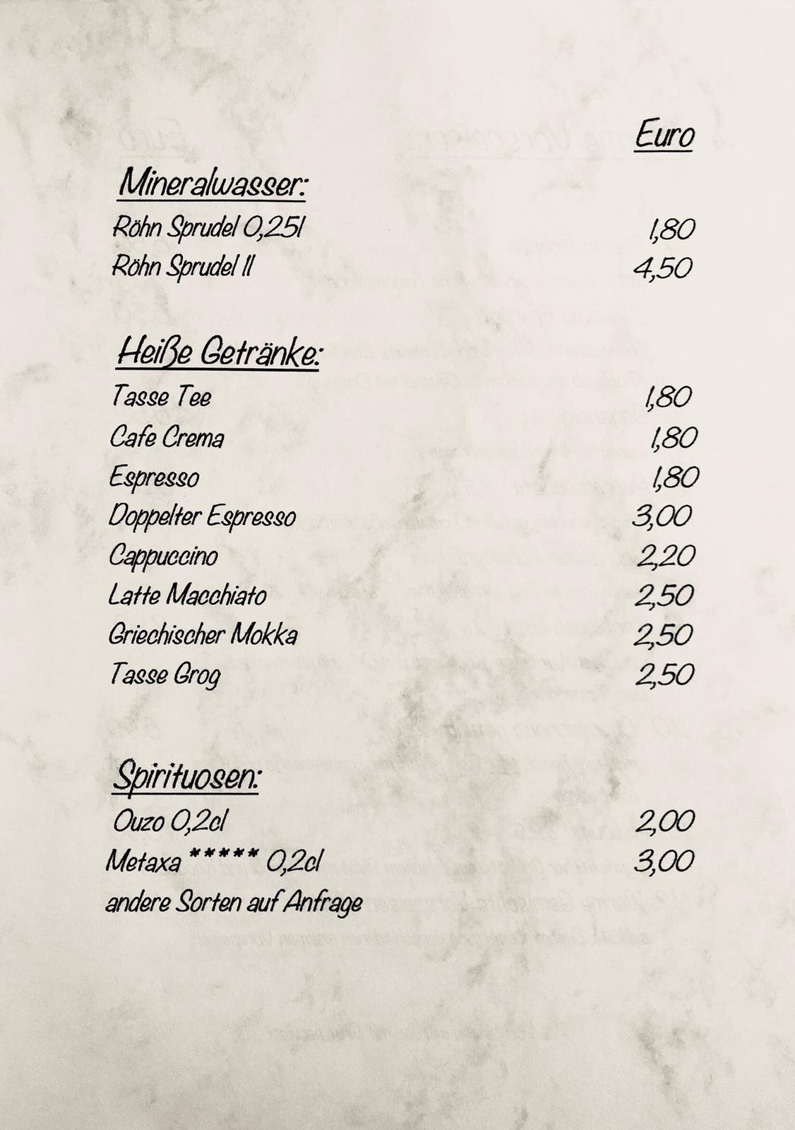 Getränkekarte