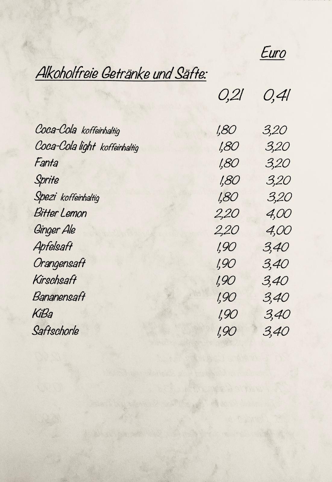 Getränkekarte